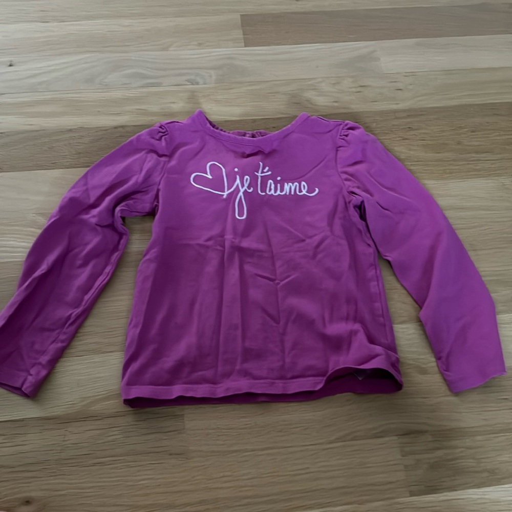 Janie & Jack lilac je t’aime long sleeved shirt size 4